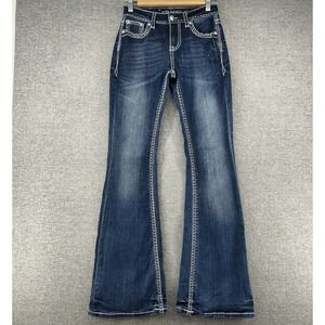 Grace Flare Easy Fit Jeans Women Size 25 Dark Blue Denim Casual